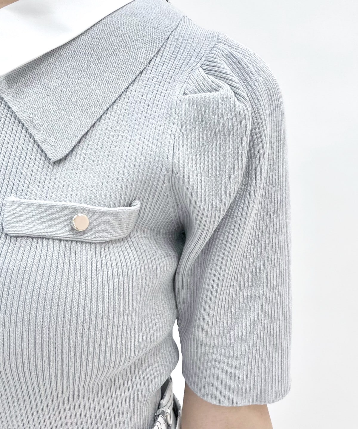 レイヤードカラーリブニット