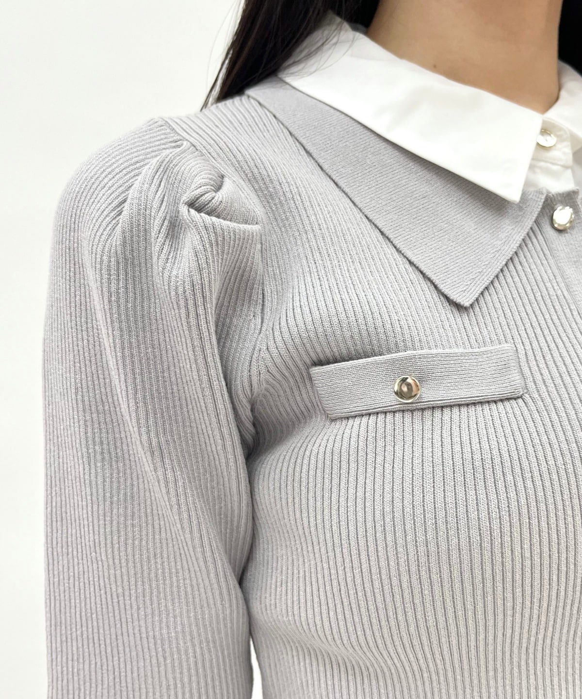 レイヤードカラーリブニット