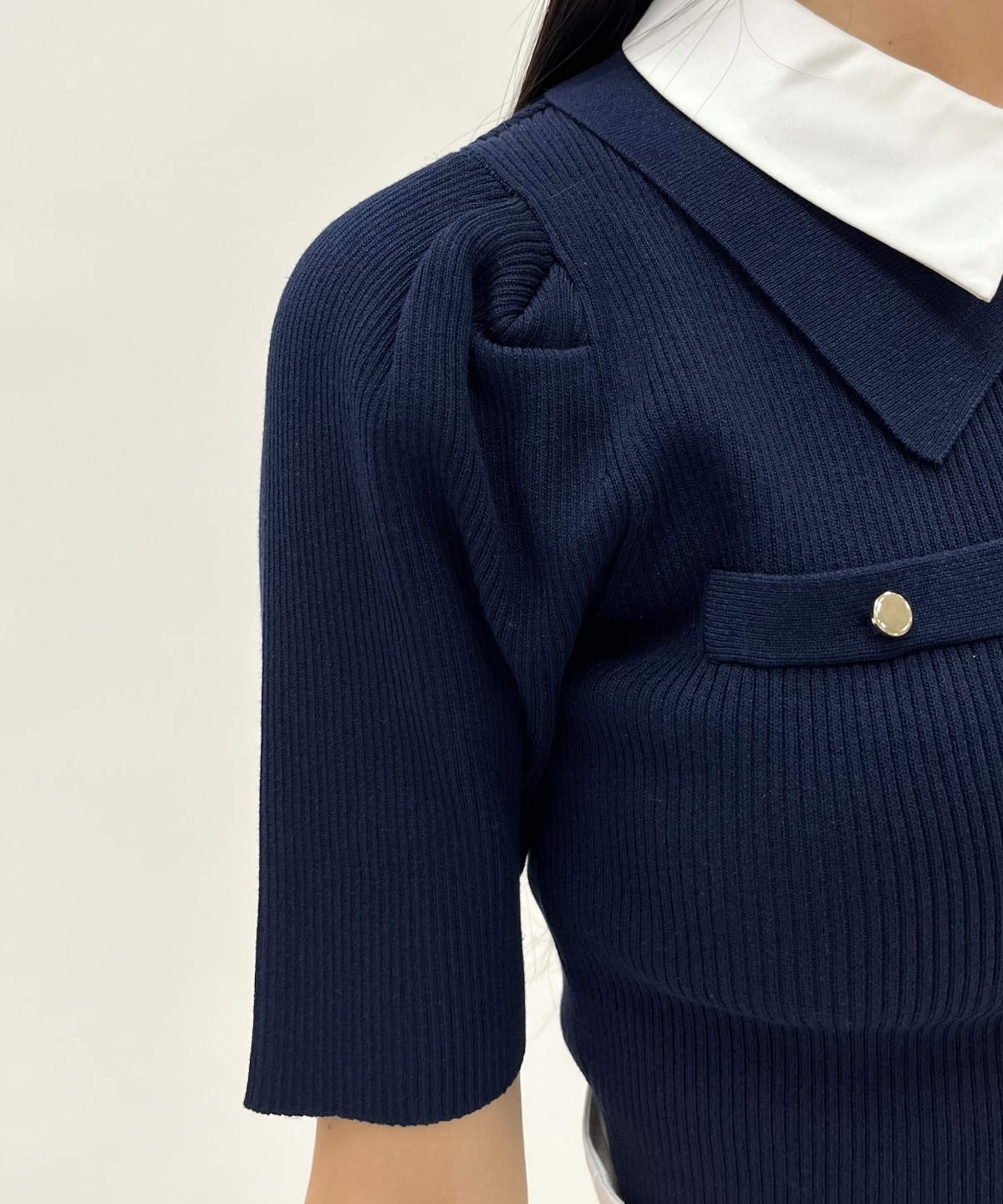 レイヤードカラーリブニット