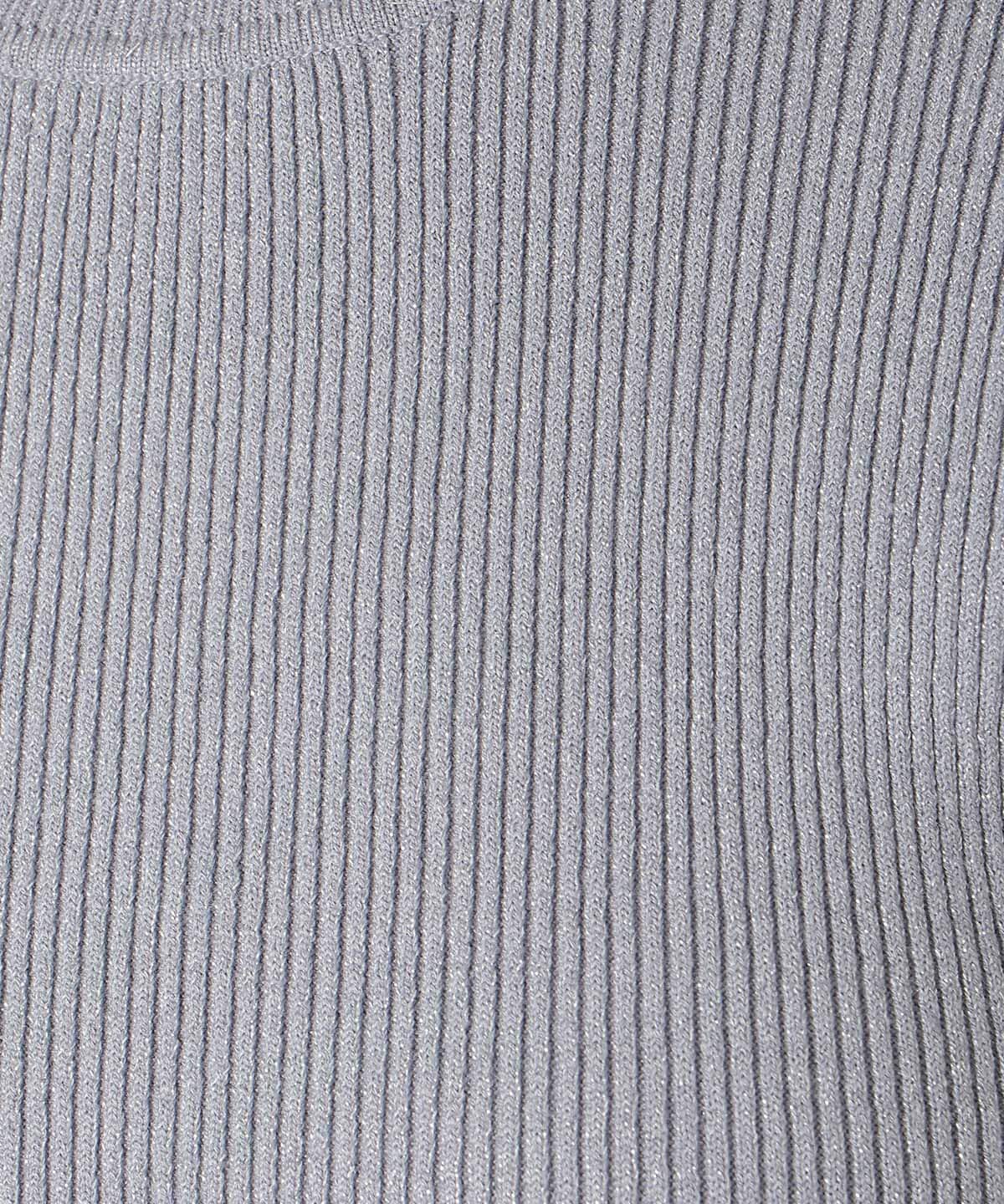 袖リボンラメリブニット