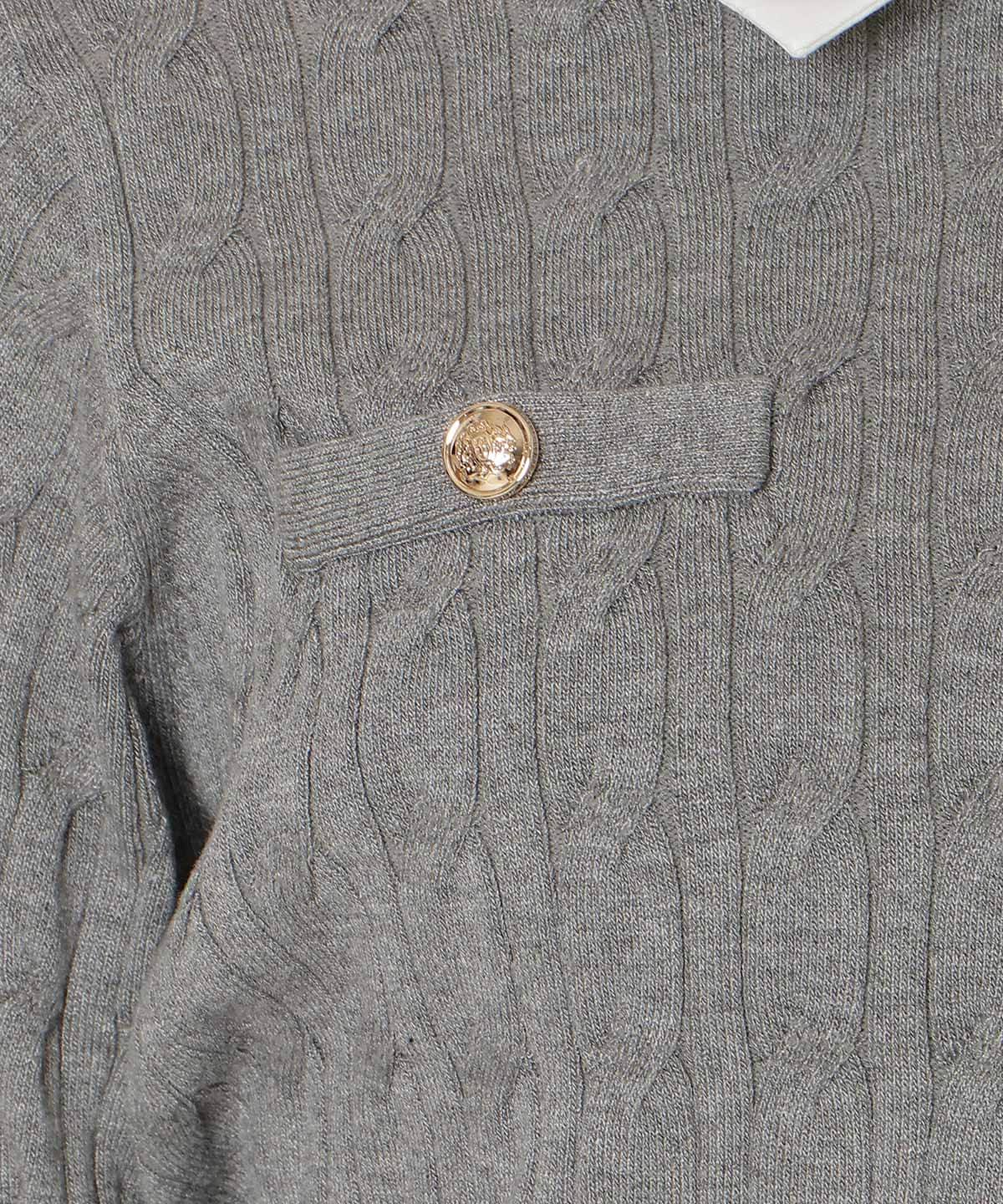 リボンカフスドッキングケーブルニット