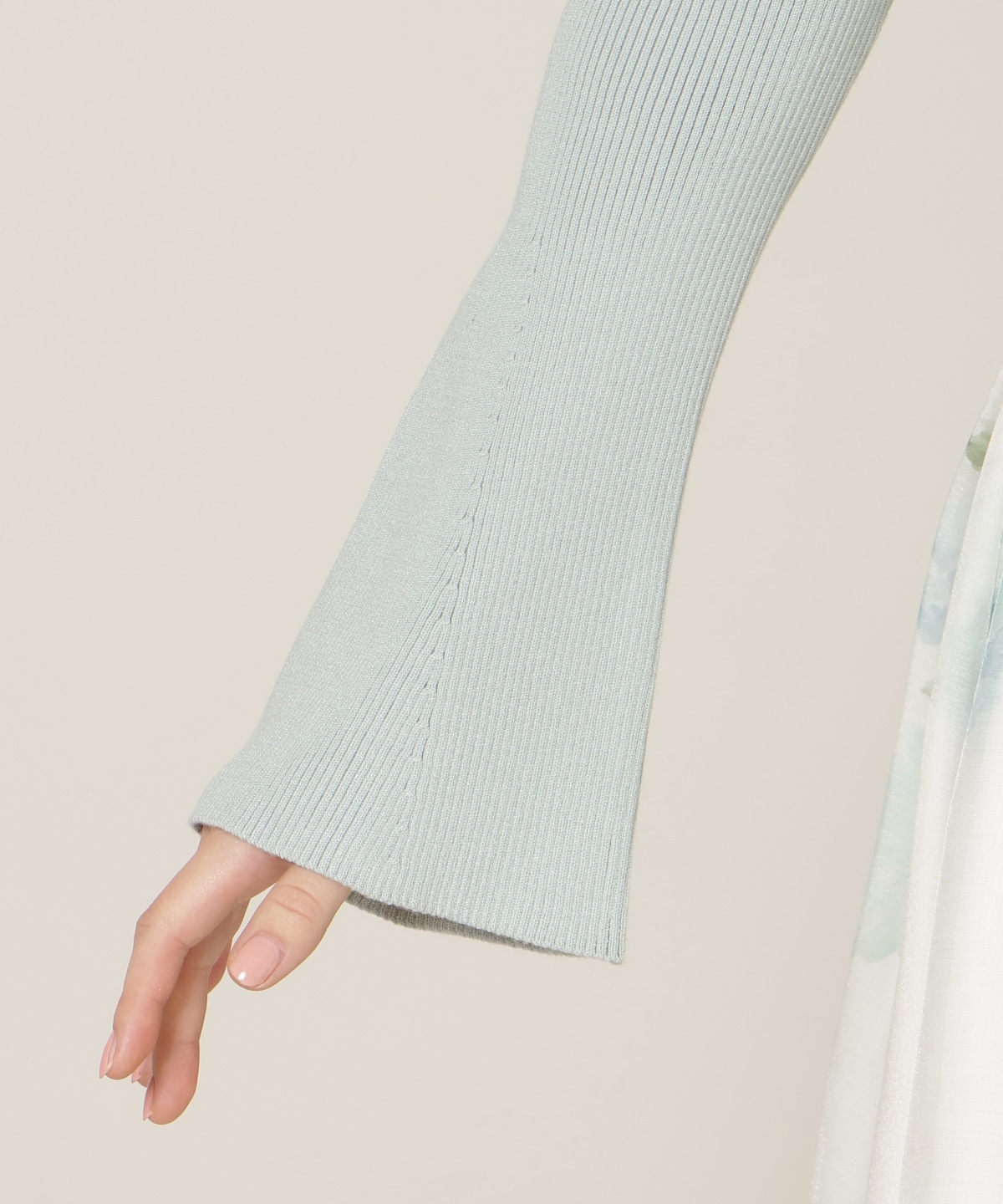 リボンレースカラーフレアスリーブニット