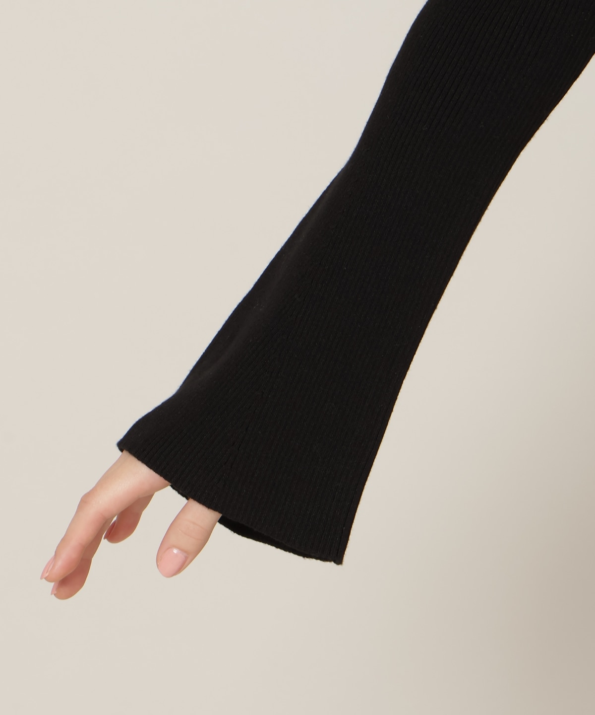 リボンレースカラーフレアスリーブニット