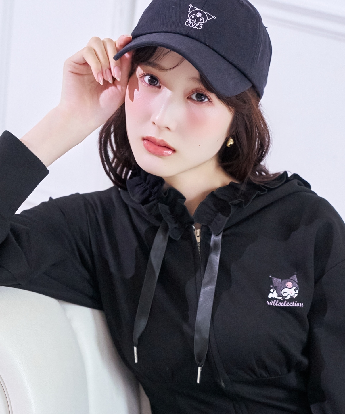 【9/17(thu)10時発売】WILLSELECTION×マイメロディ&クロミ 刺繍フリルフードパーカーワンピース