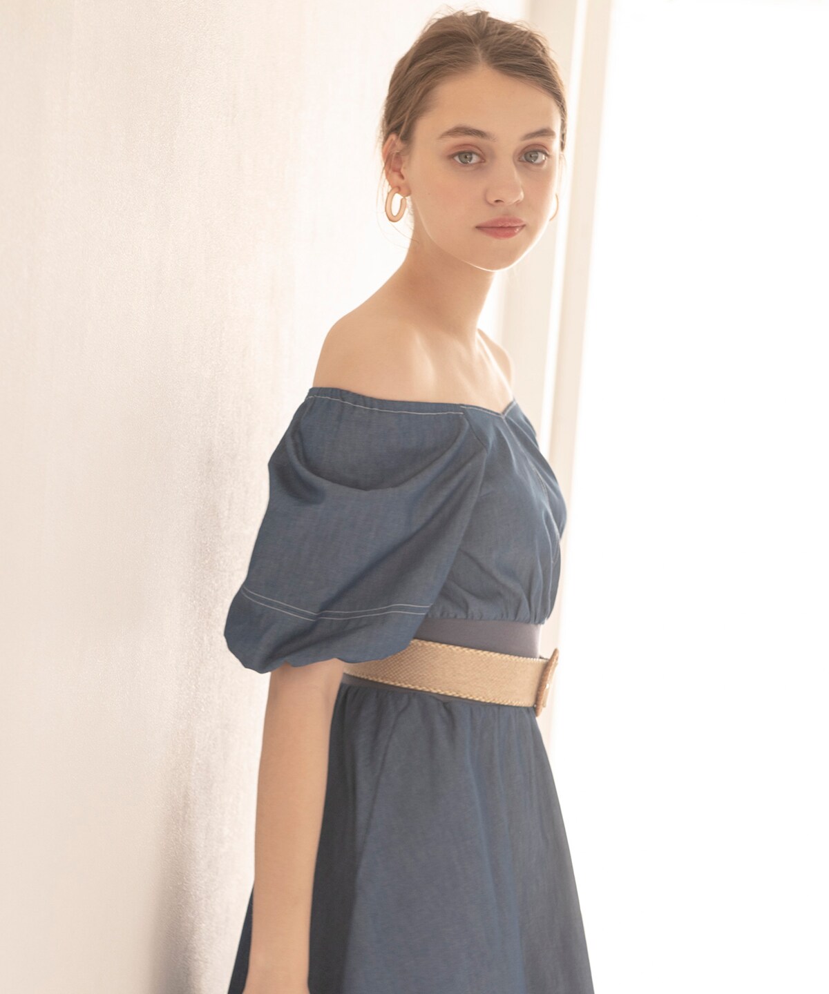 ウエストリブライトデニムワンピース M ブルー And Couture 公式オンラインショップ バーンデストローズ