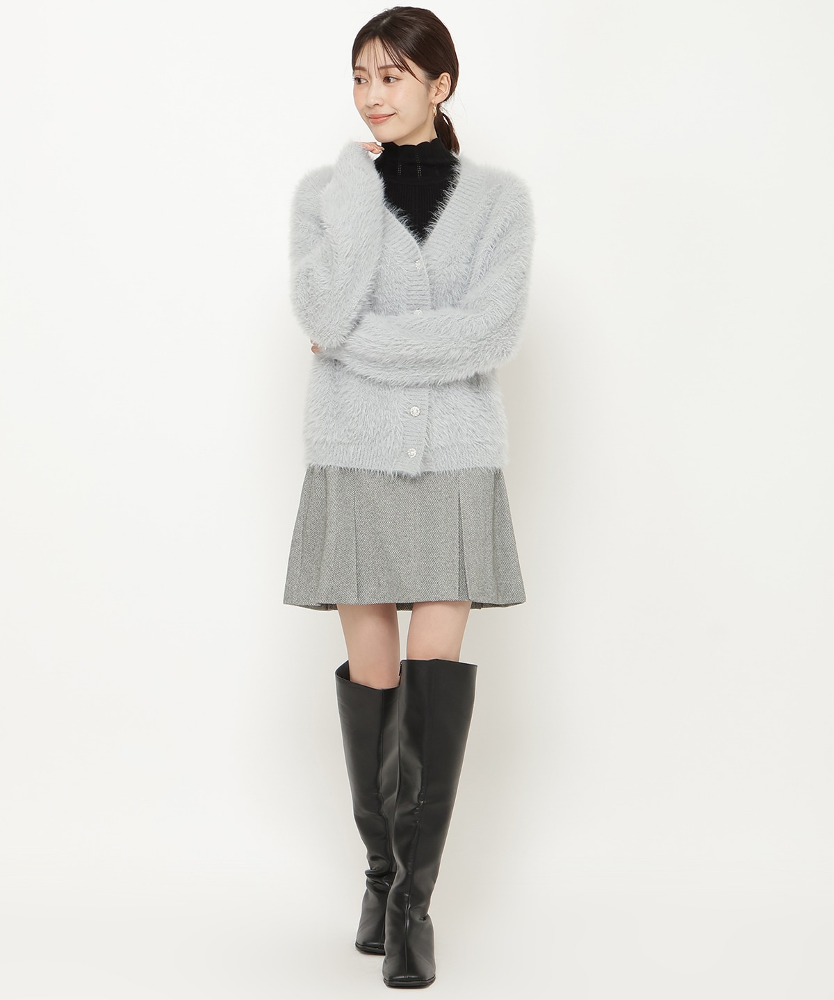 シャギーロングカーデ