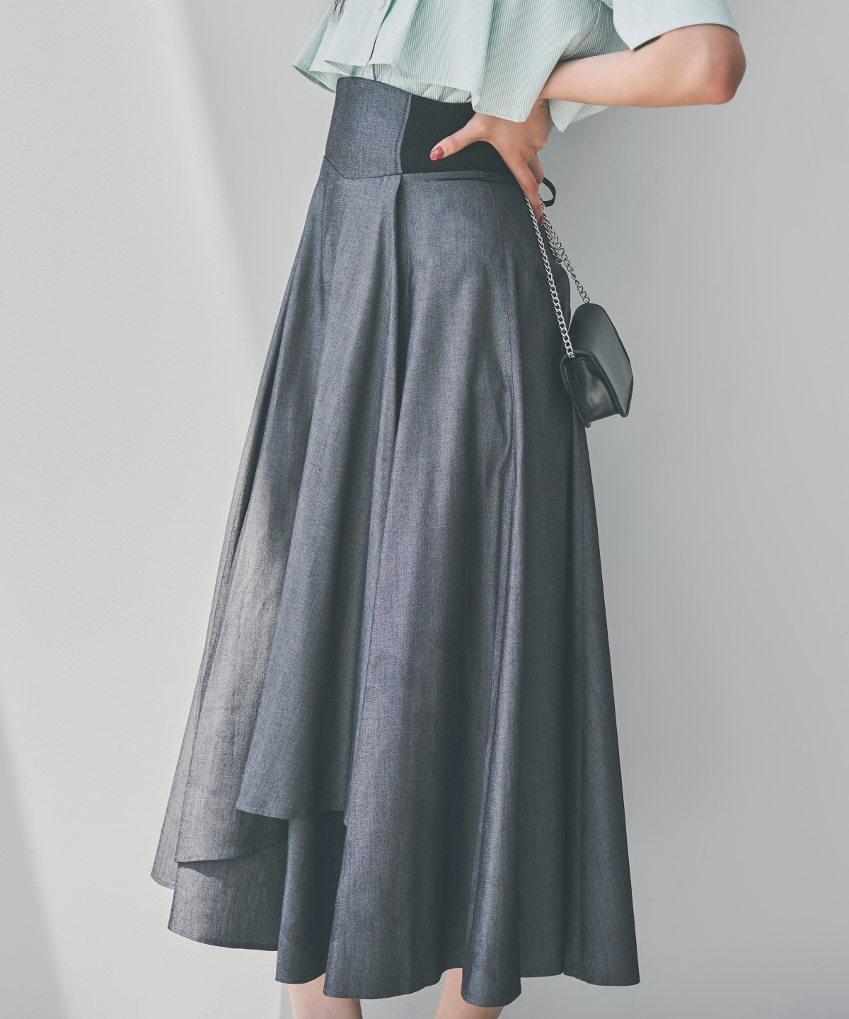 サイドリブシャンブレーデニムスカート