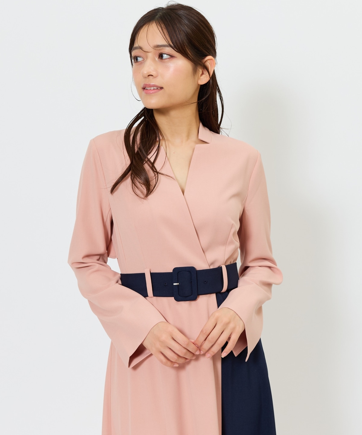 バイカラーカシュクールワンピース