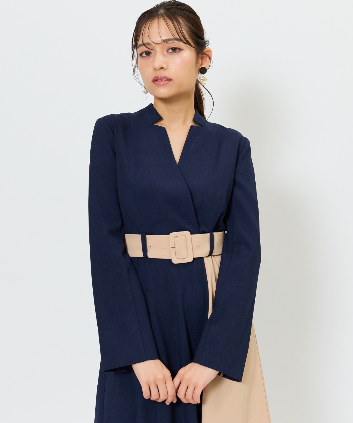 バイカラーカシュクールワンピース