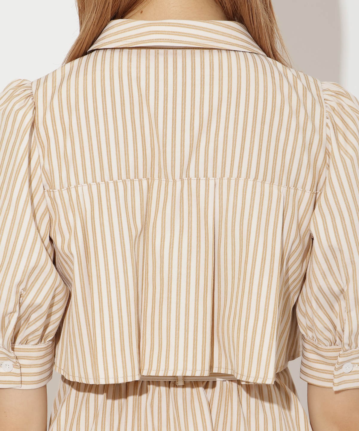 ビスチェ切替ストライプシャツワンピース