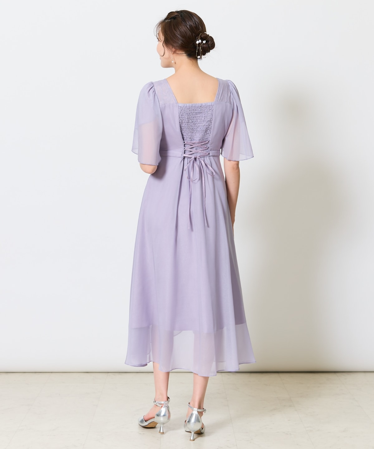 カシュクールレースレイヤードドレス