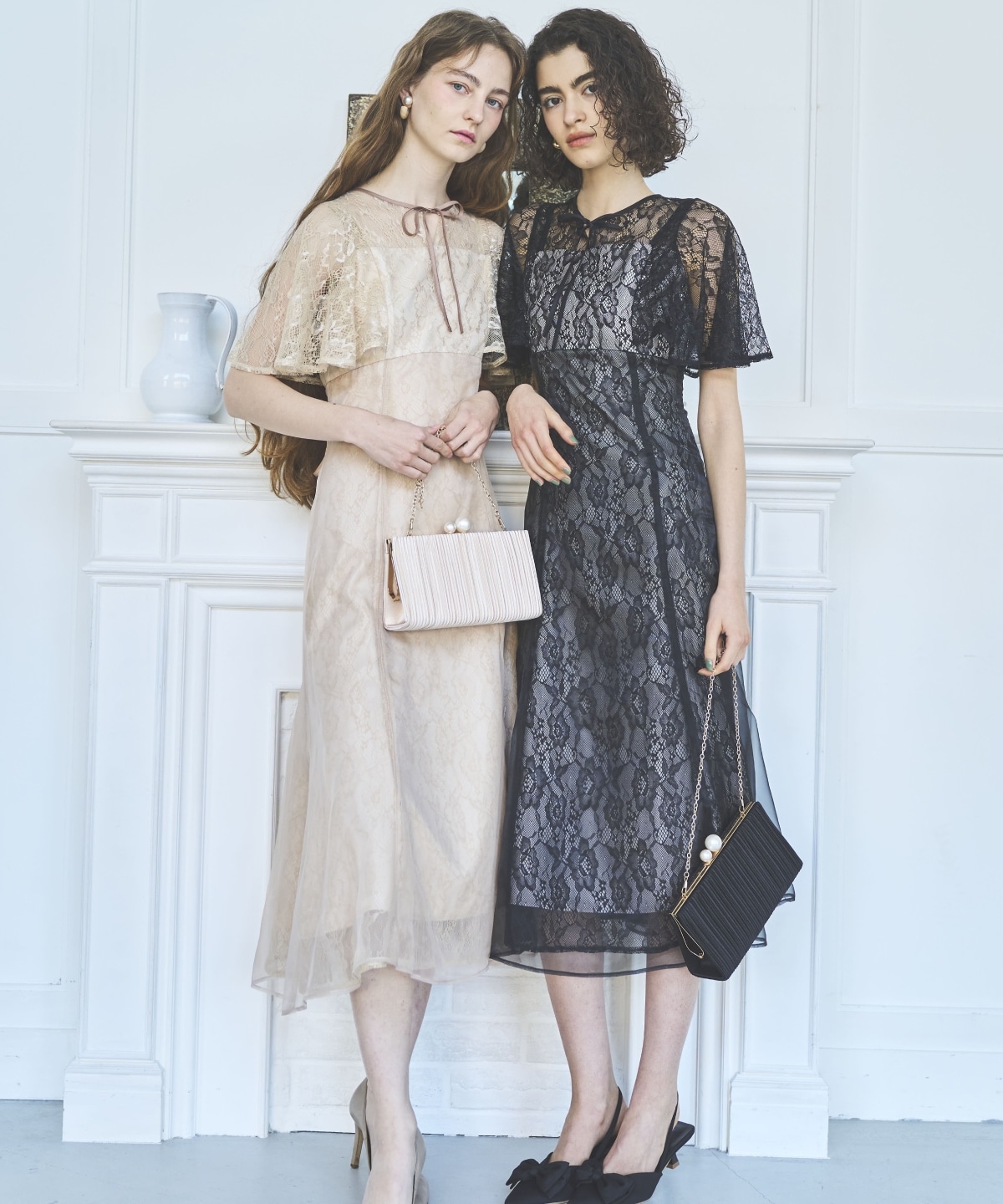 レースオーバーオーガンレイヤードレス