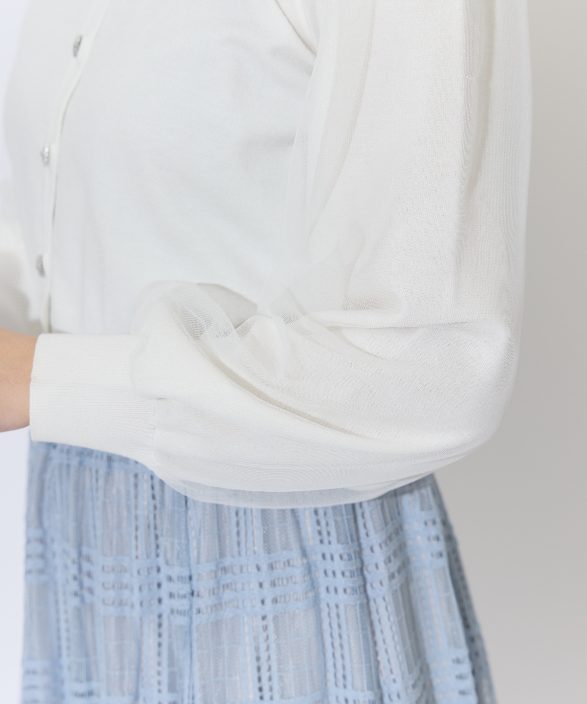 シアースリーブビジューカーディガン