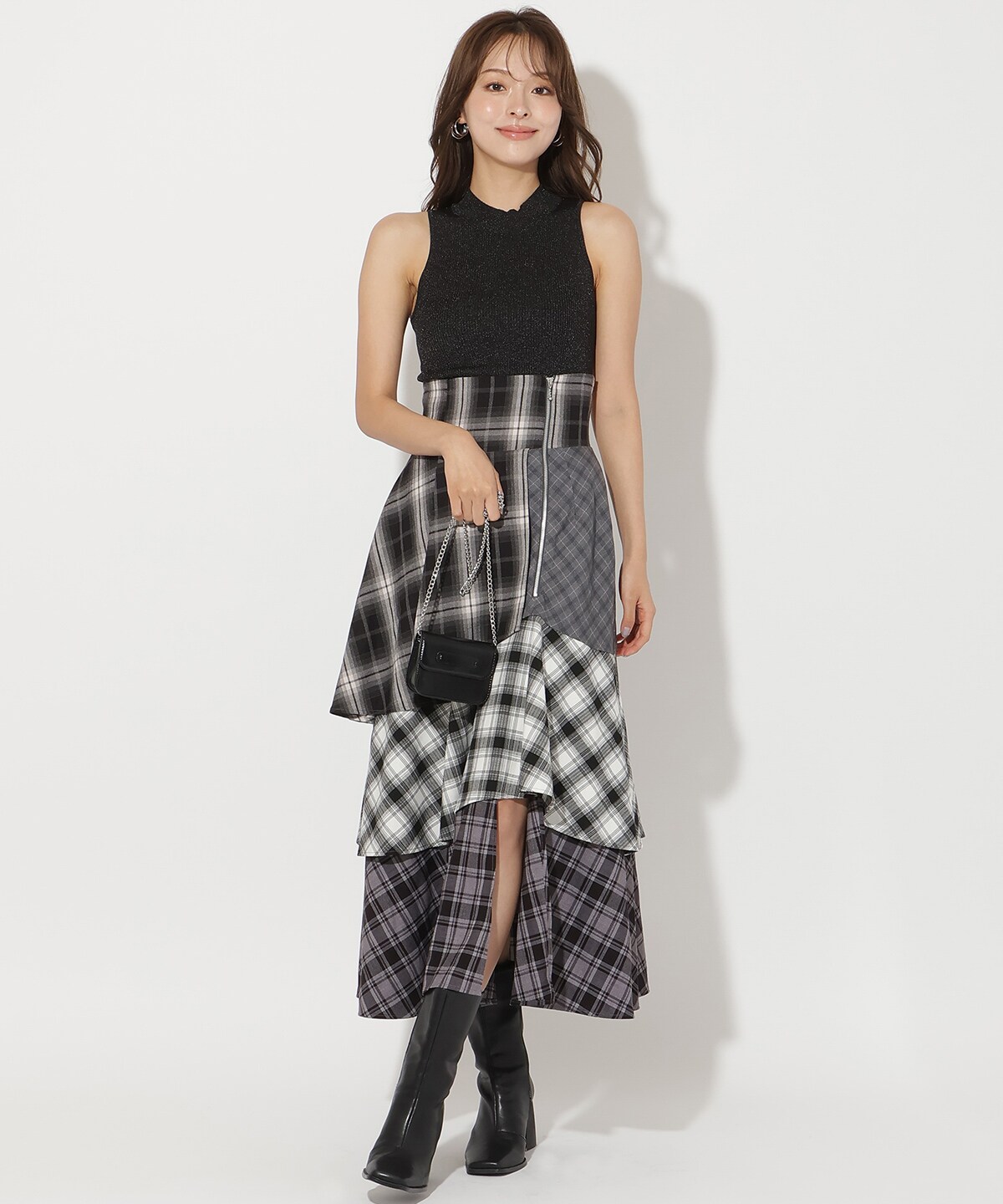 パッチワークティアードスカート