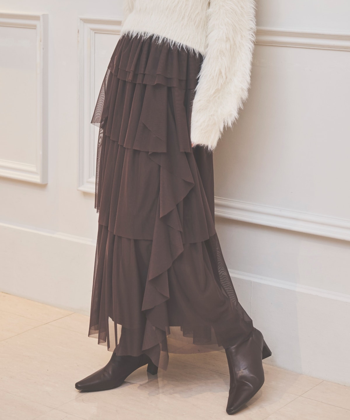 チュールティアードスカート