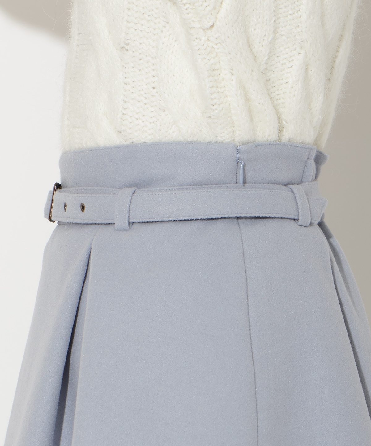 ベルト付きボックスミニスカート