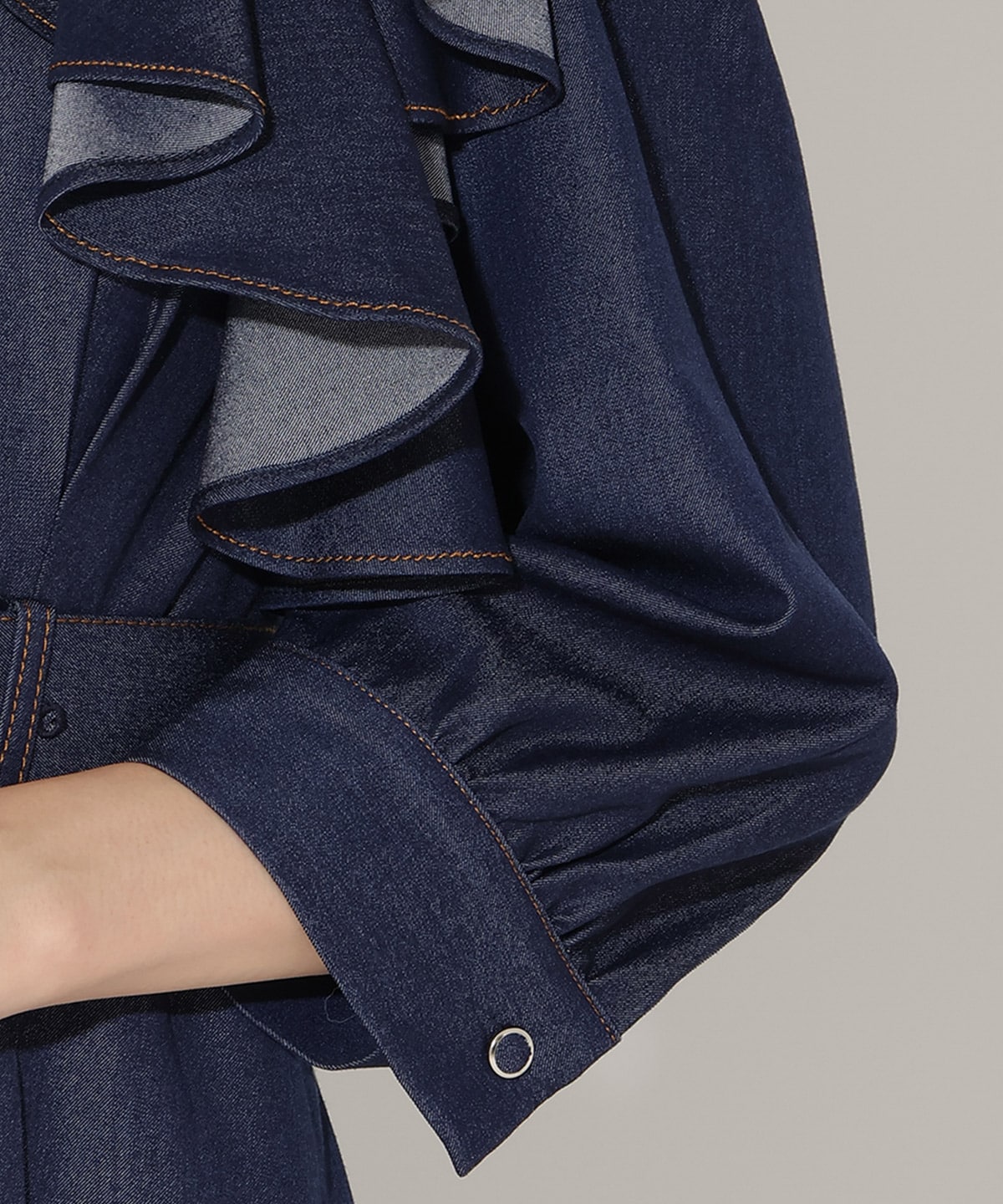 フリルケープ7分袖ワンピース