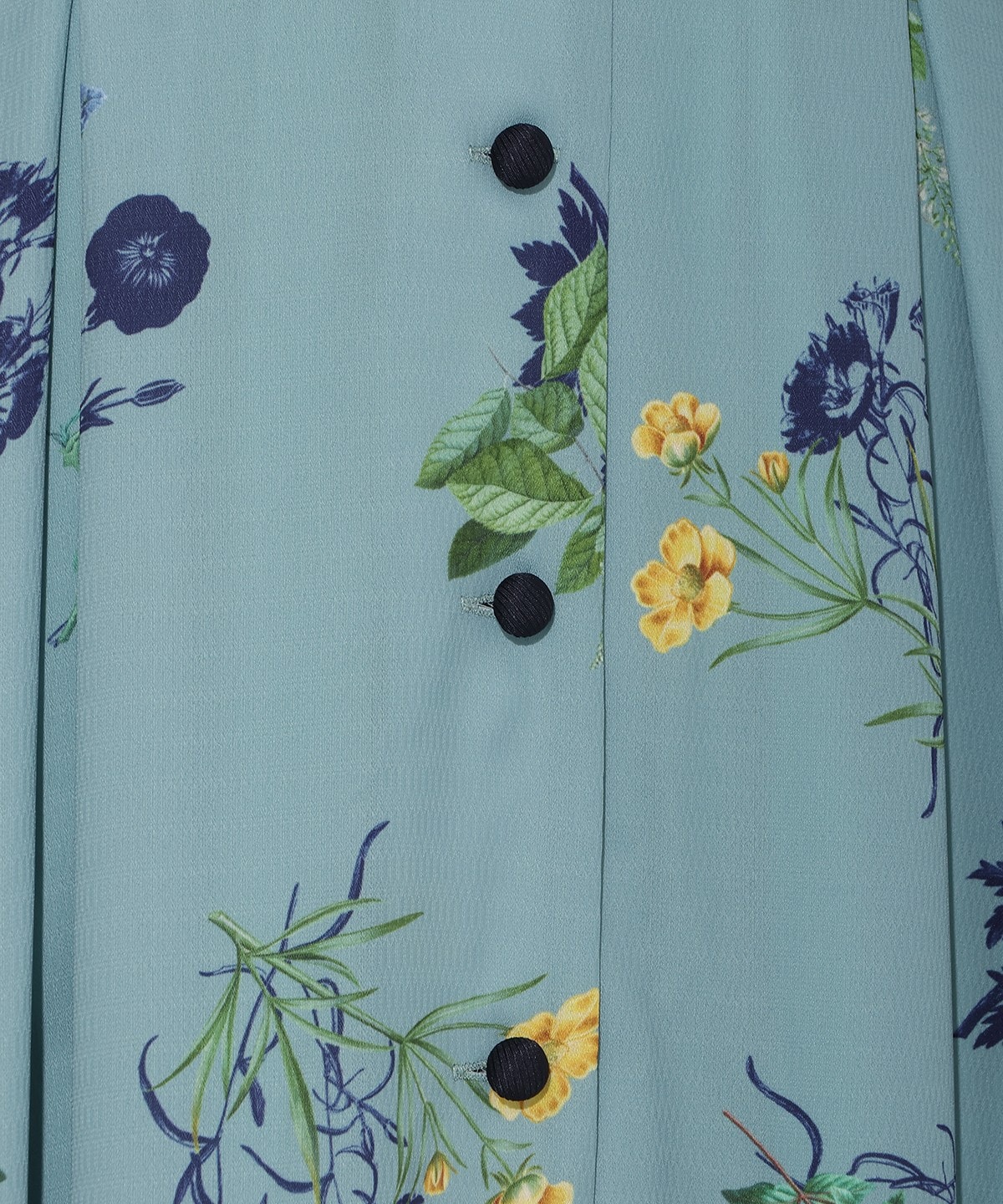 ドローイングフラワー配色襟長袖ワンピース