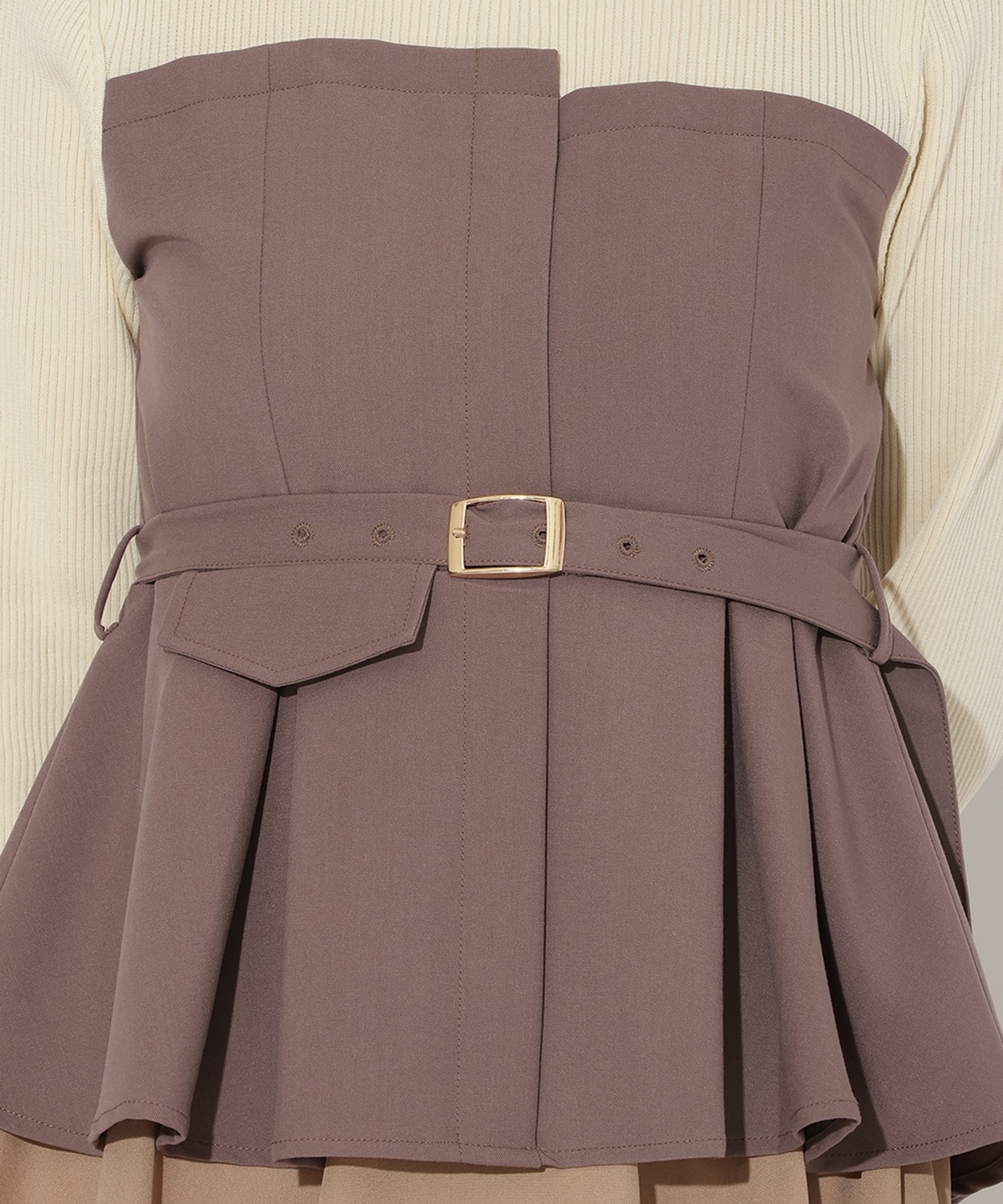 ニット切替アシンメトリーワンピース