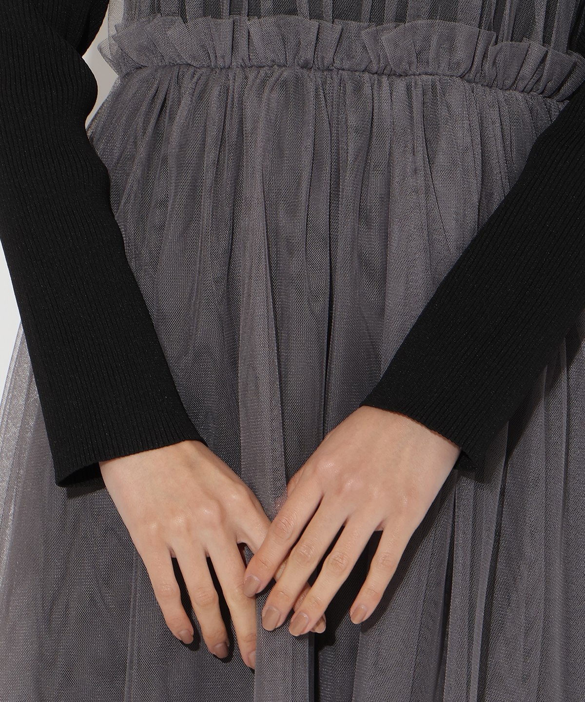 チュールギャザードッキングワンピース