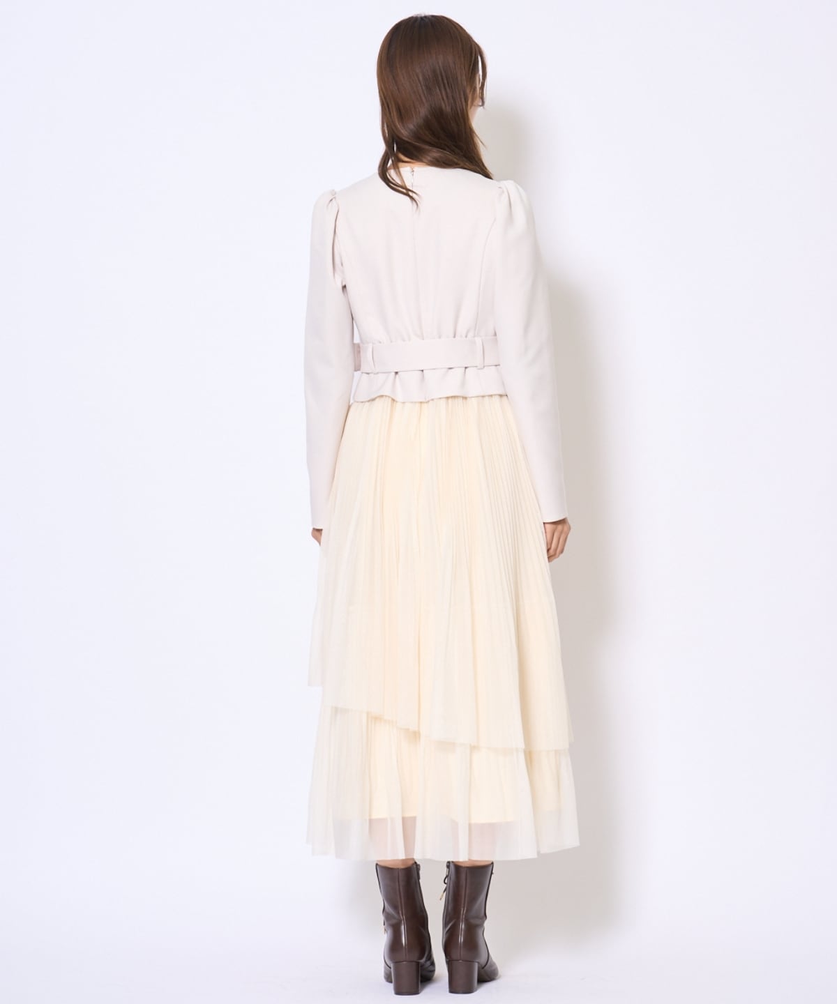 プリーツレイヤードワンピース