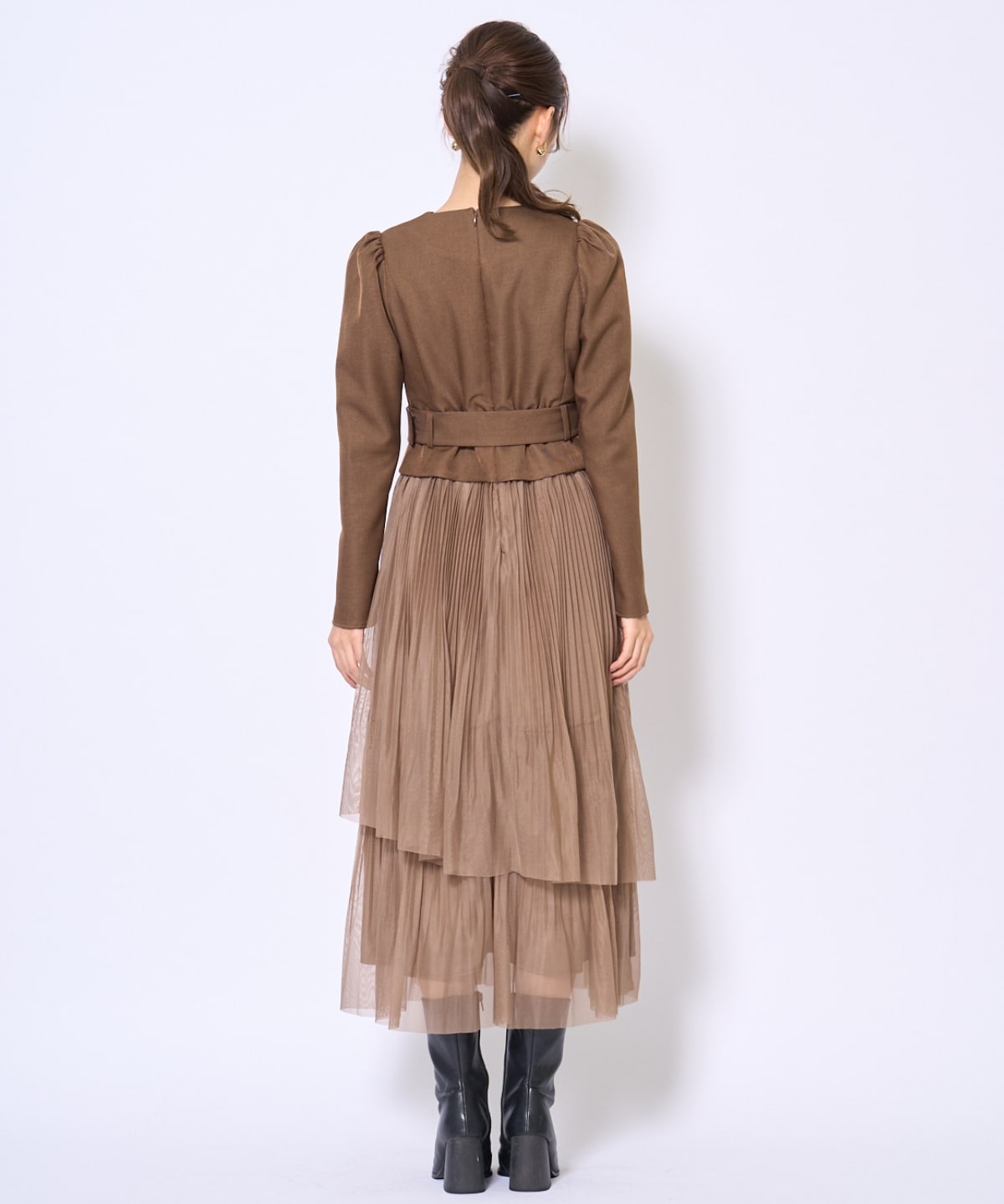 プリーツレイヤードワンピース
