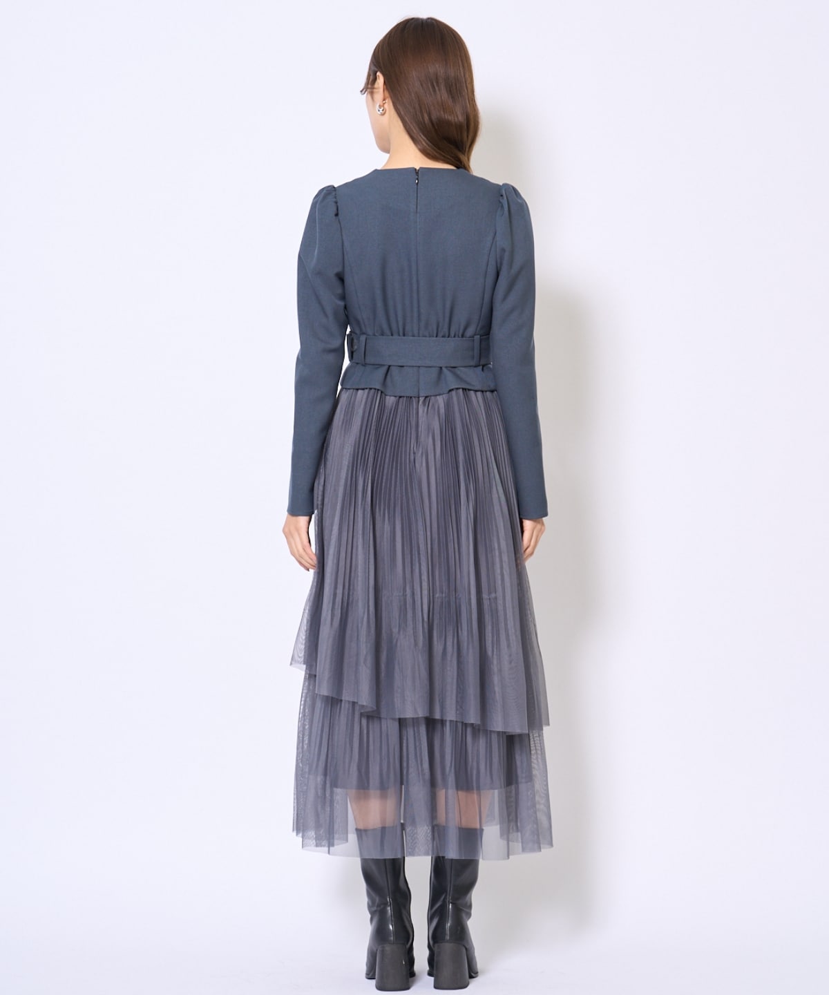 プリーツレイヤードワンピース