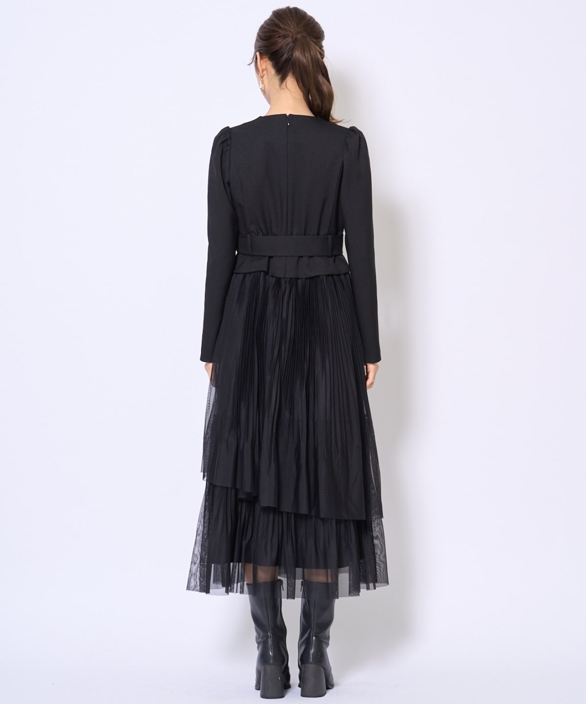 プリーツレイヤードワンピース