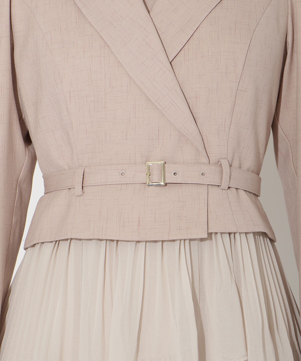 ジャケットレイヤードプリーツワンピース