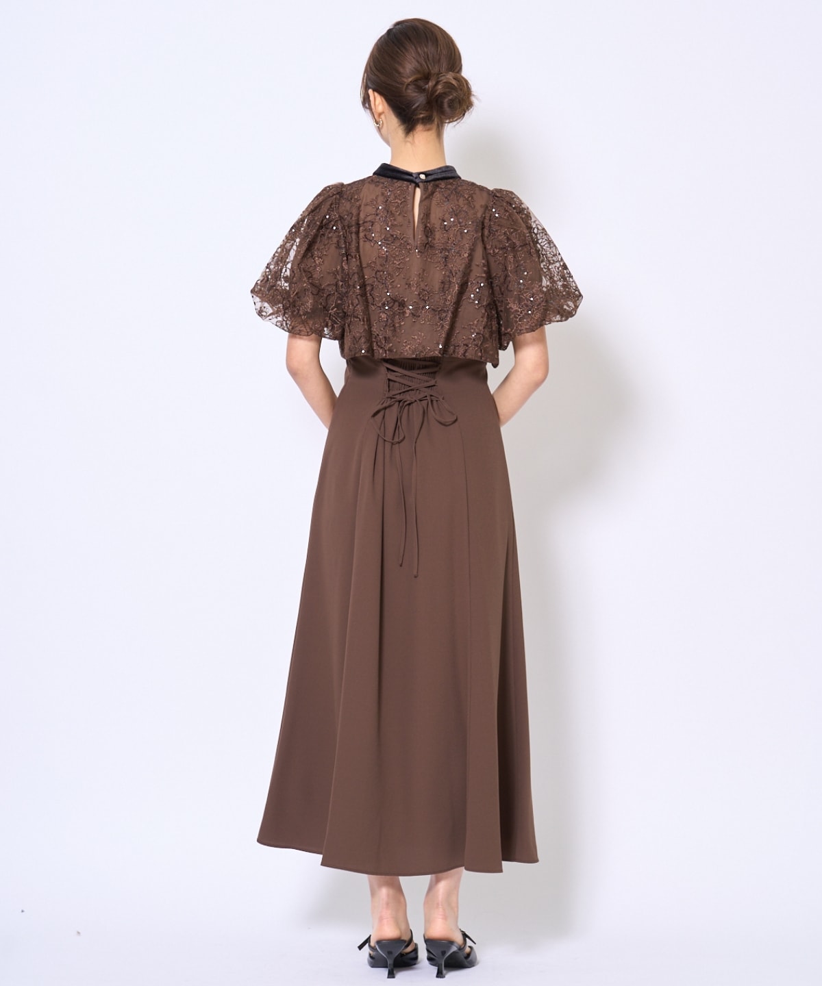 ベロアトリミングブラウス×ドレス