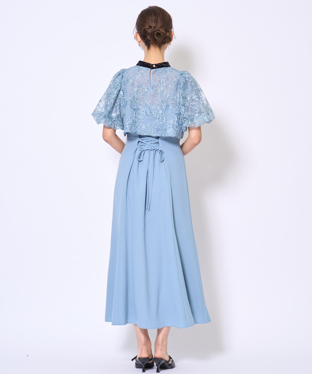 ベロアトリミングブラウス×ドレス