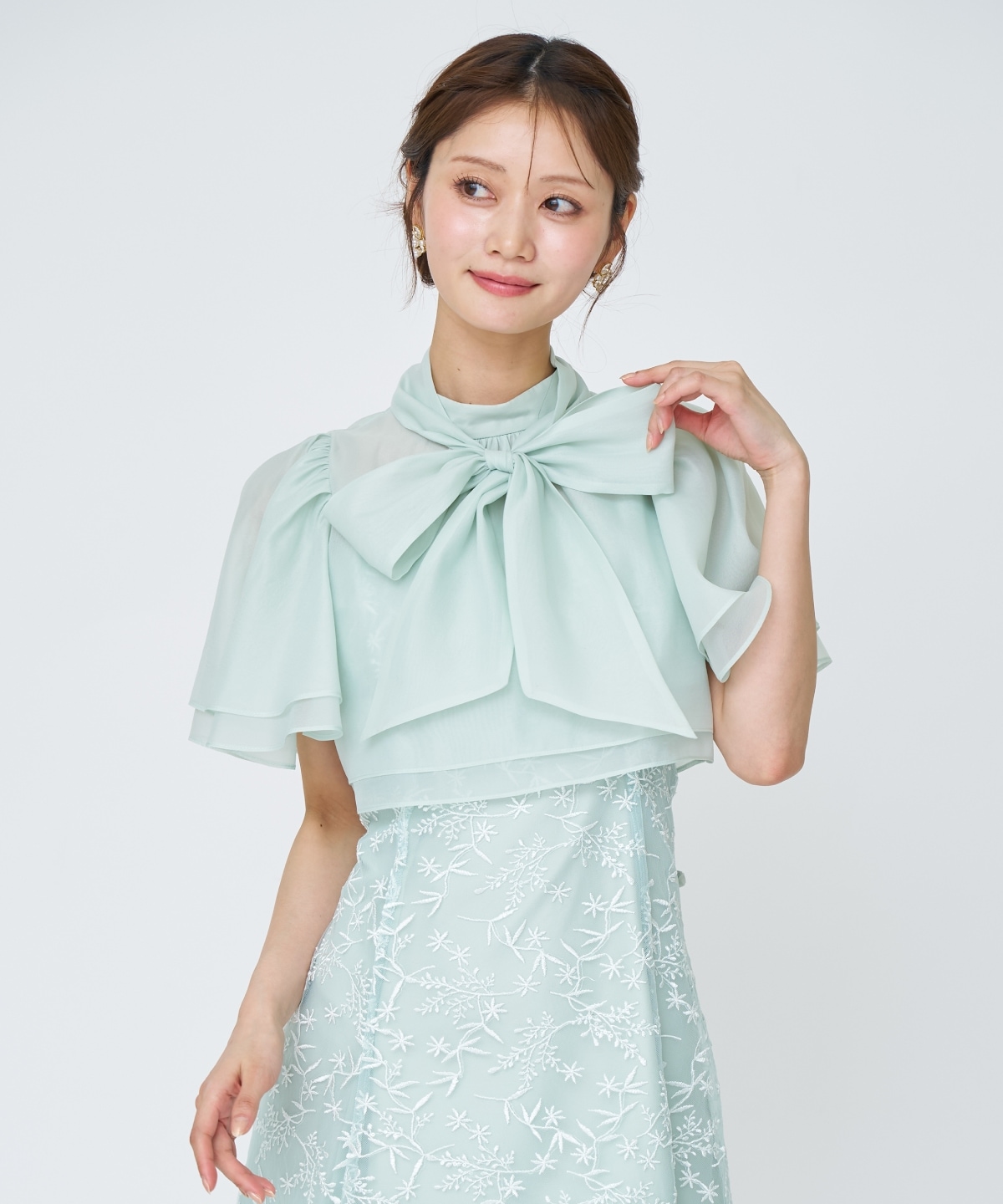 ラメボタニカルレースレイヤードドレス