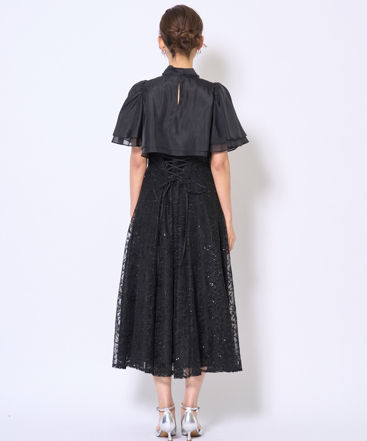 【再入荷予約受付中】ラメボタニカルレースレイヤードドレス