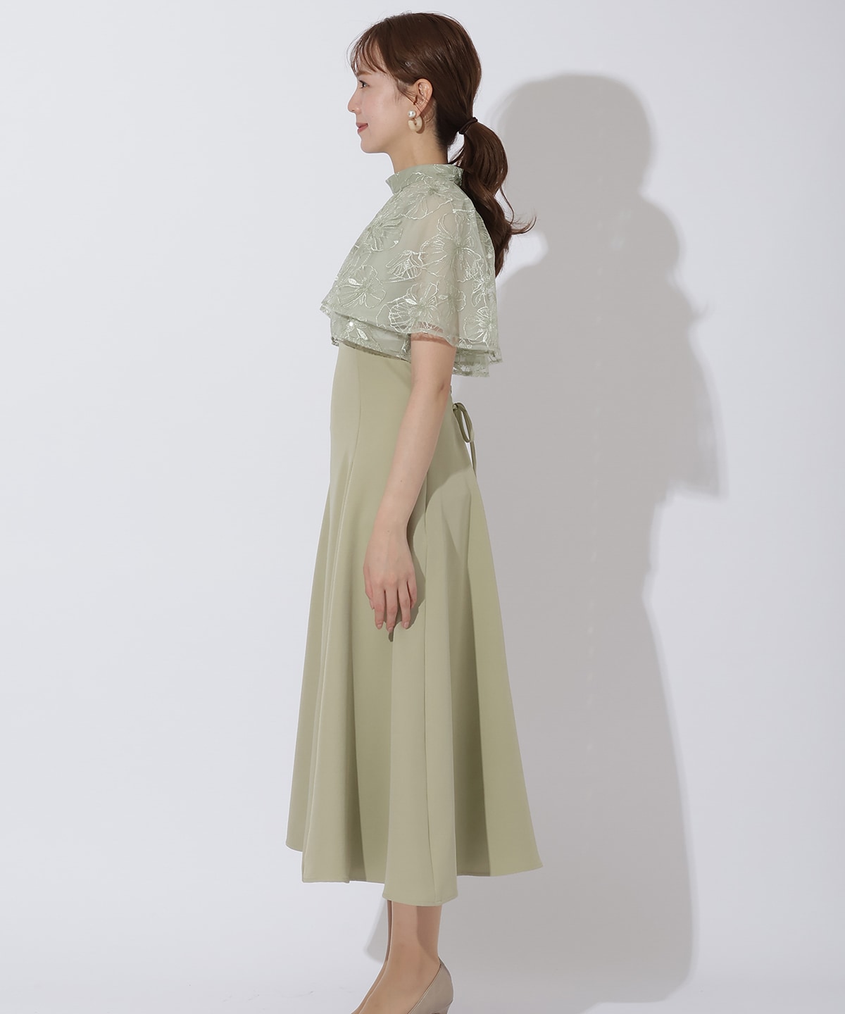 ラメフラワーチュールレイヤードドレス