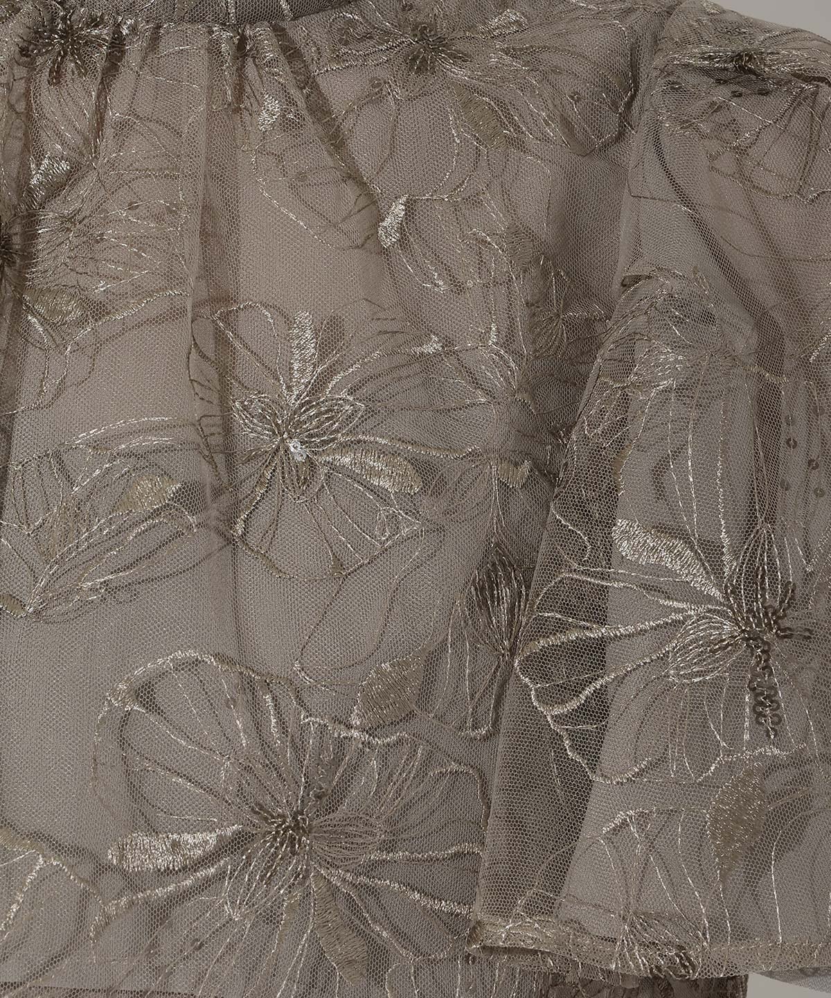 ラメフラワーチュールレイヤードドレス