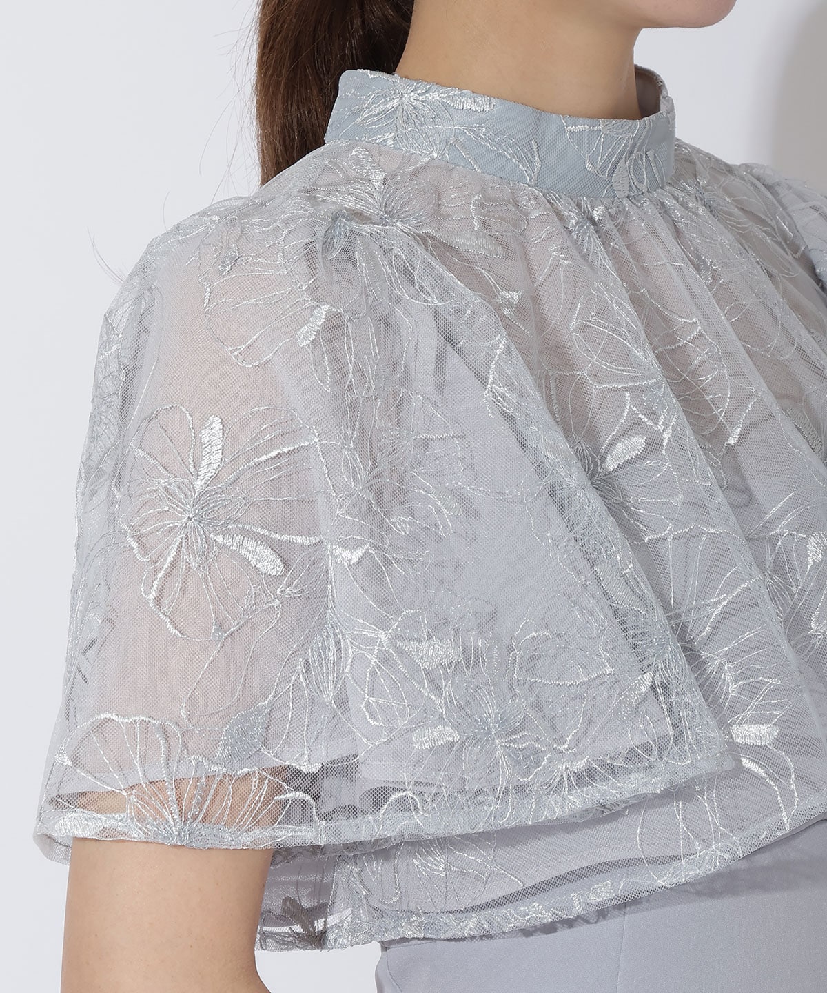 ラメフラワーチュールレイヤードドレス