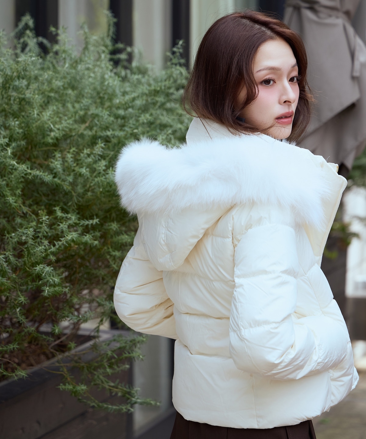 FOXファー付きショートダウン