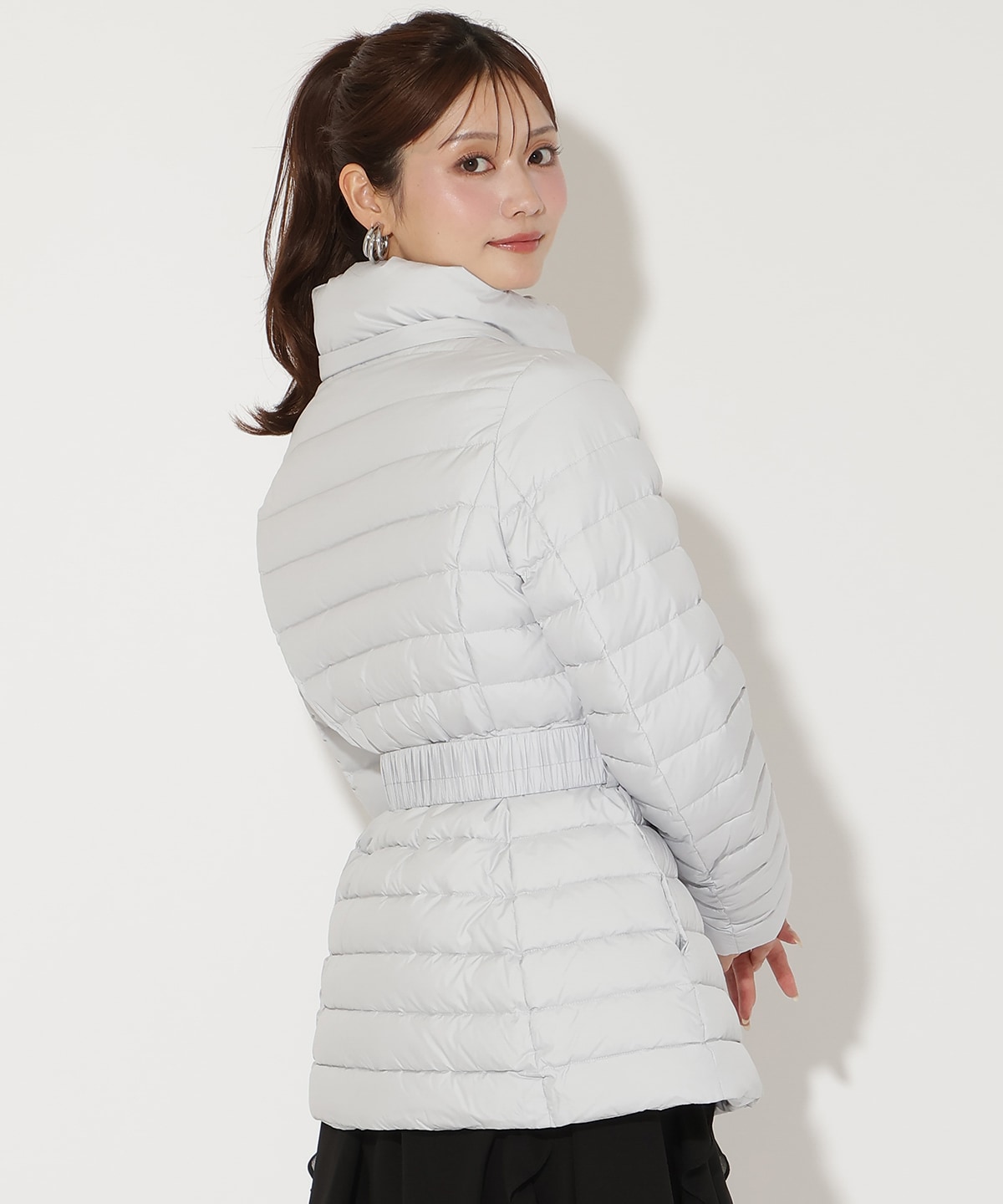 ベルト付きFOXファーミドル丈ダウン