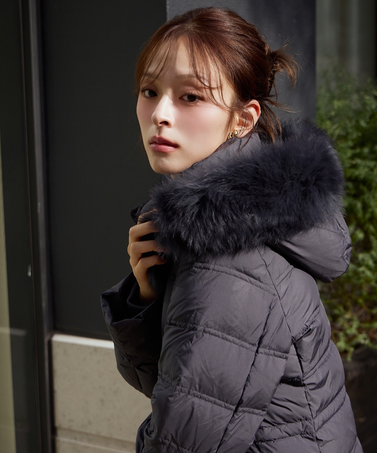 FOXファー付きプレミアムミドルロングダウン