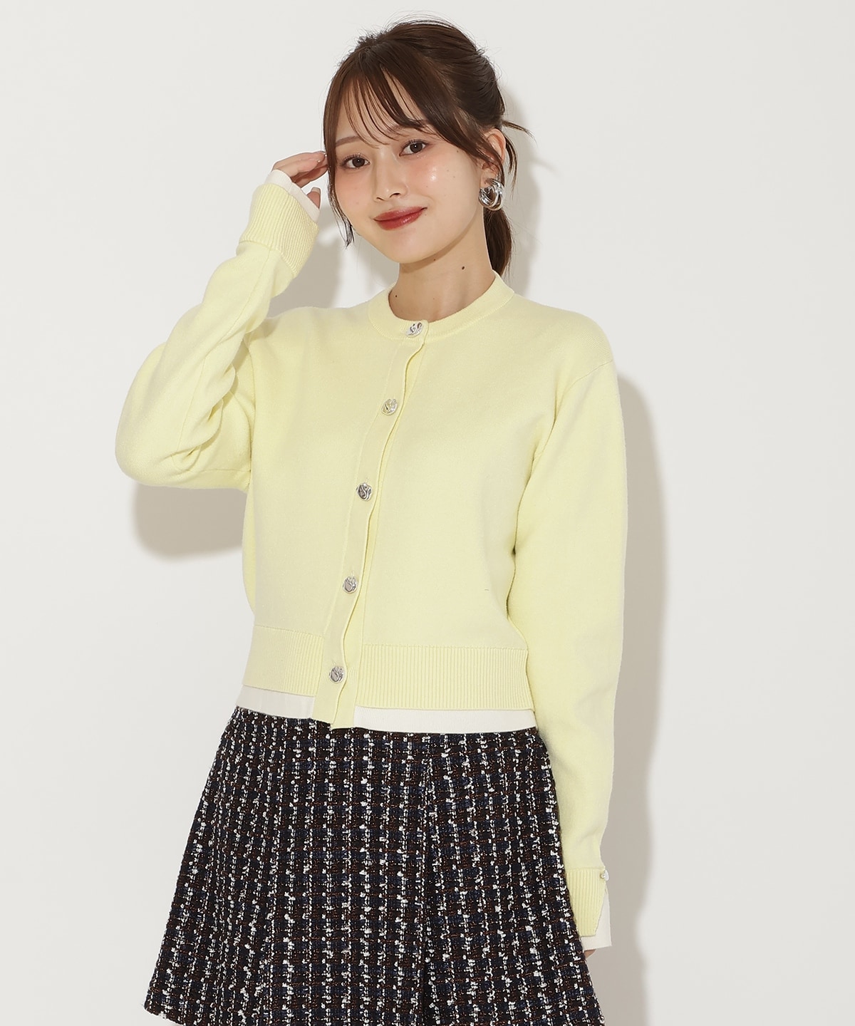 レイヤードライクニットカーデ