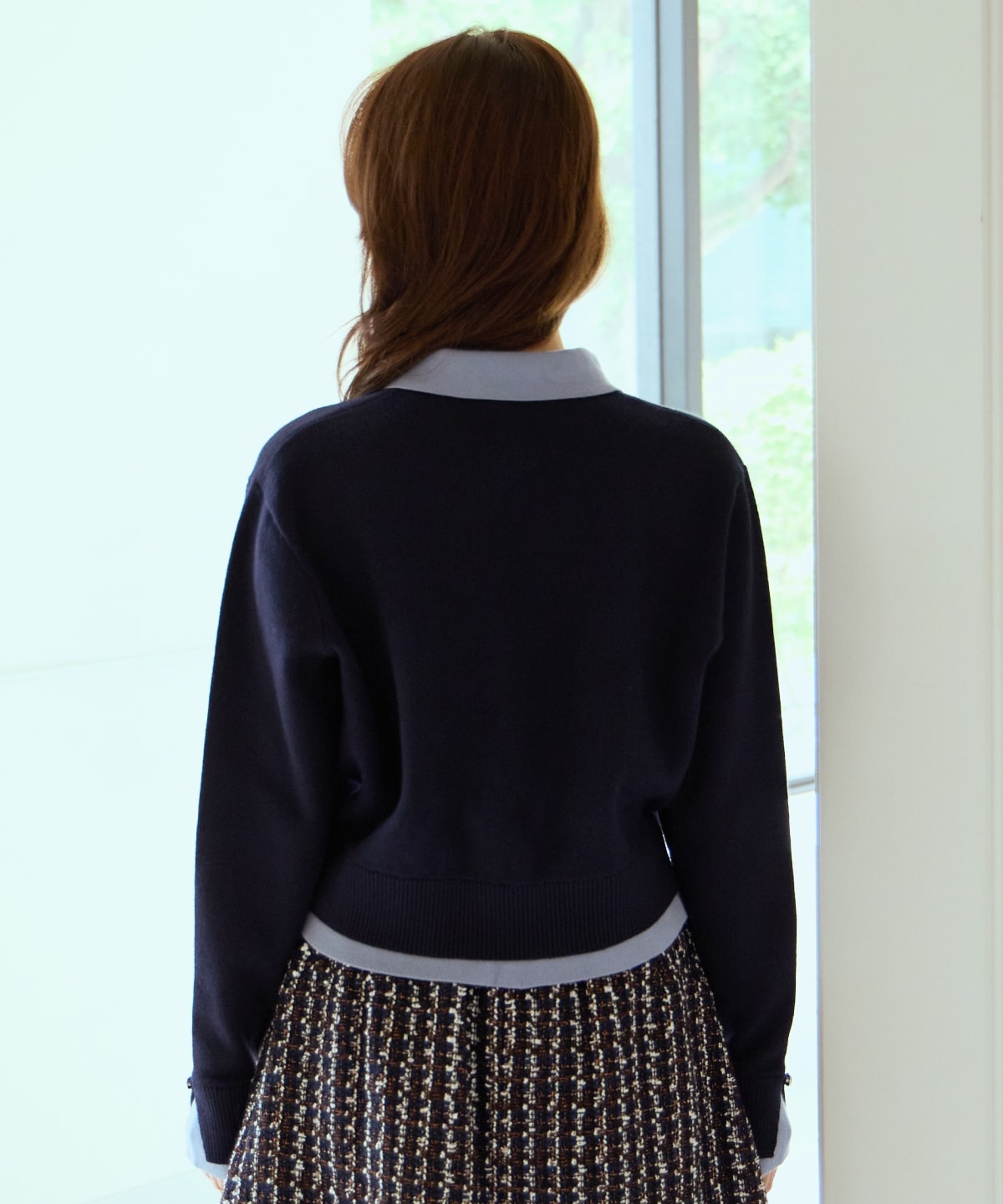 レイヤードライクニットカーデ