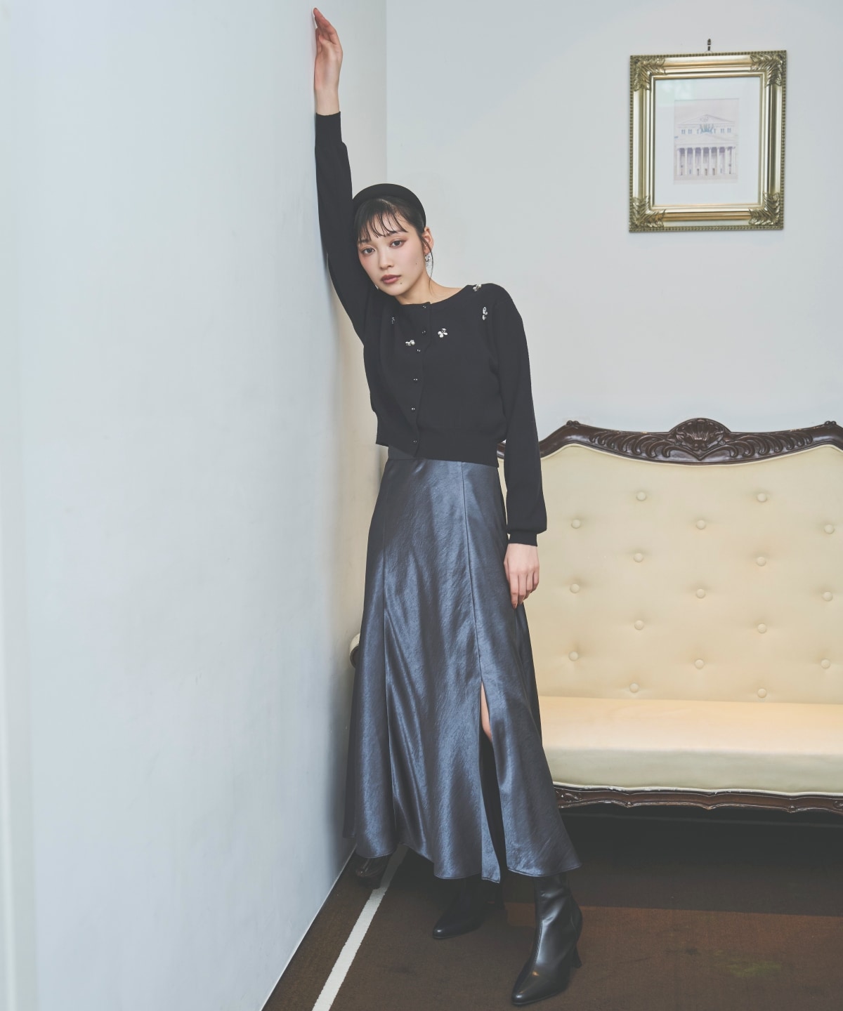 ビジュー×パールニットカーディガン