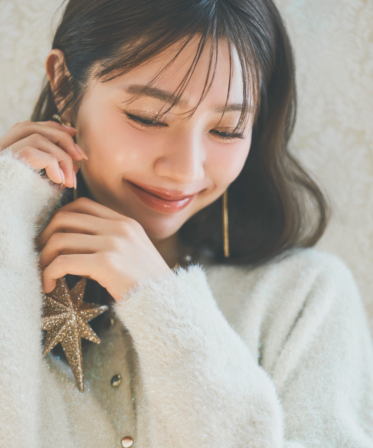 ラメシャギーニットカーディガン