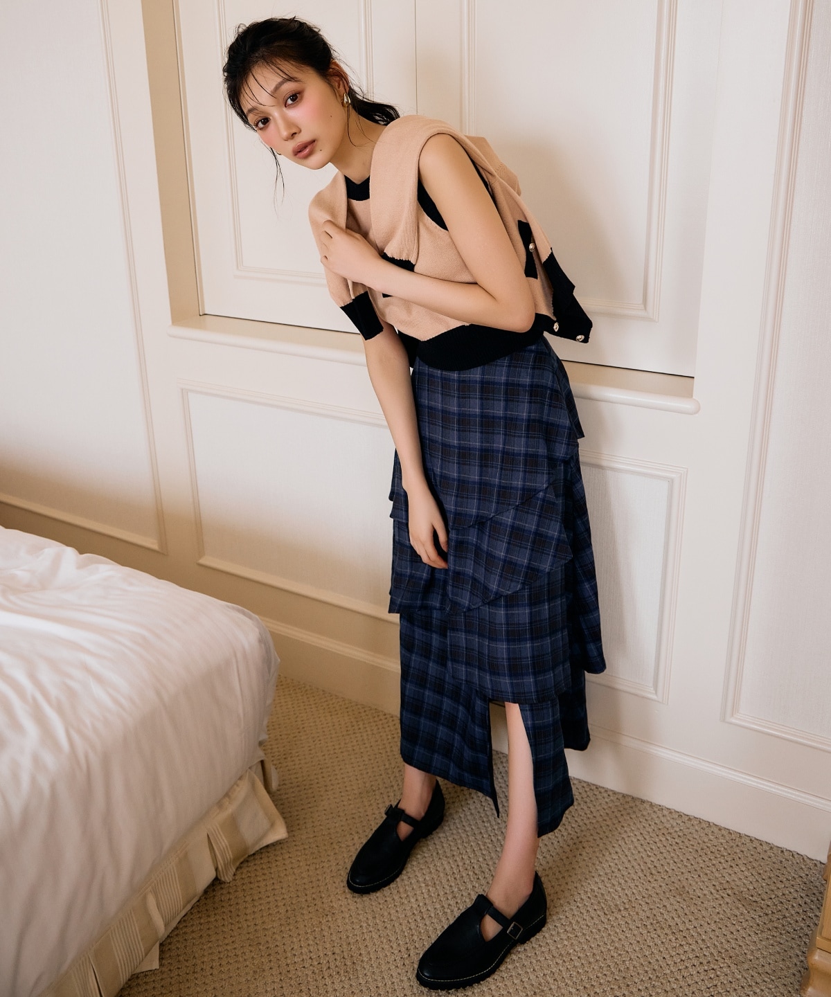 バイカラーアンサンブルニット