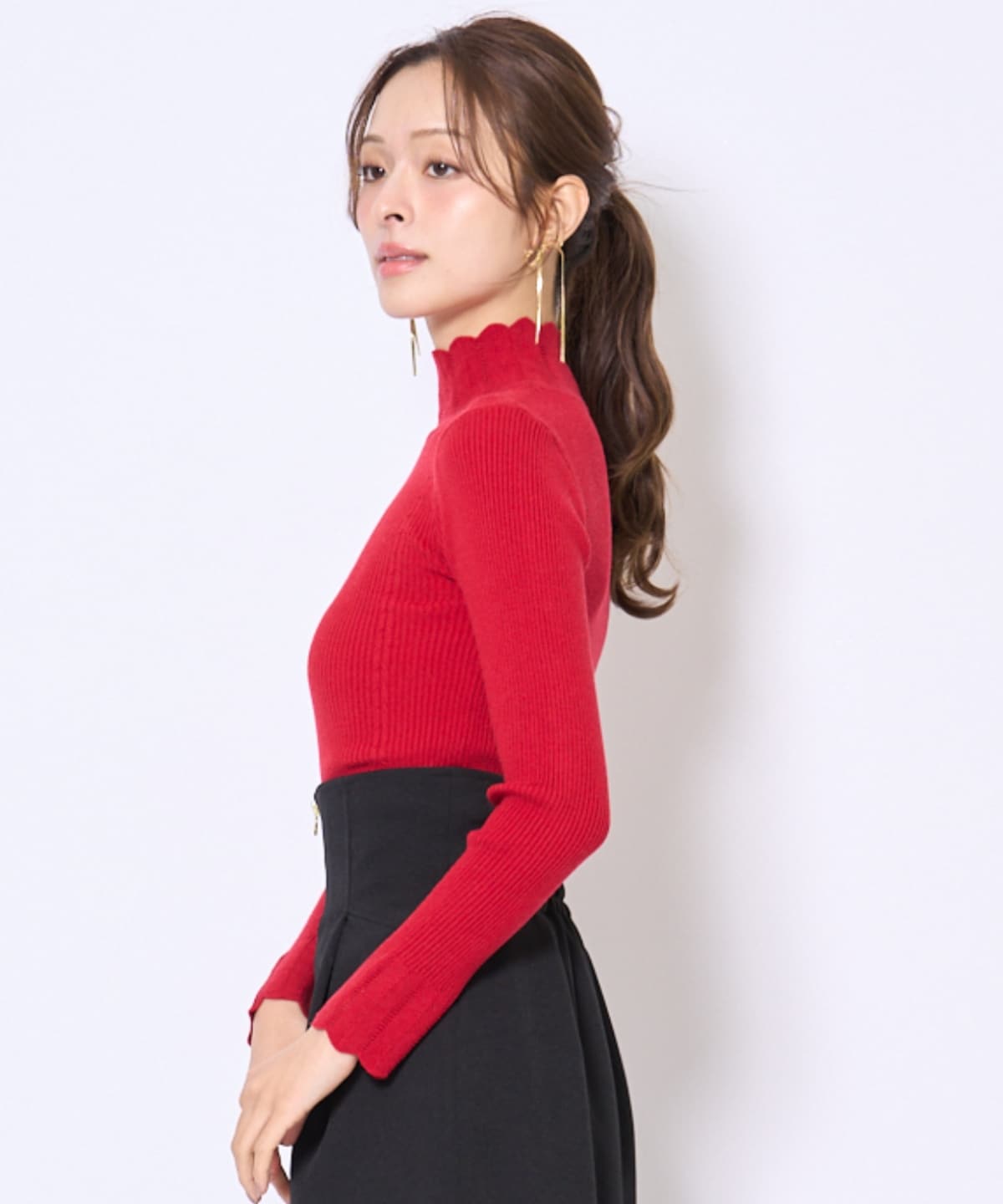 スカラハイネックニットプルオーバー