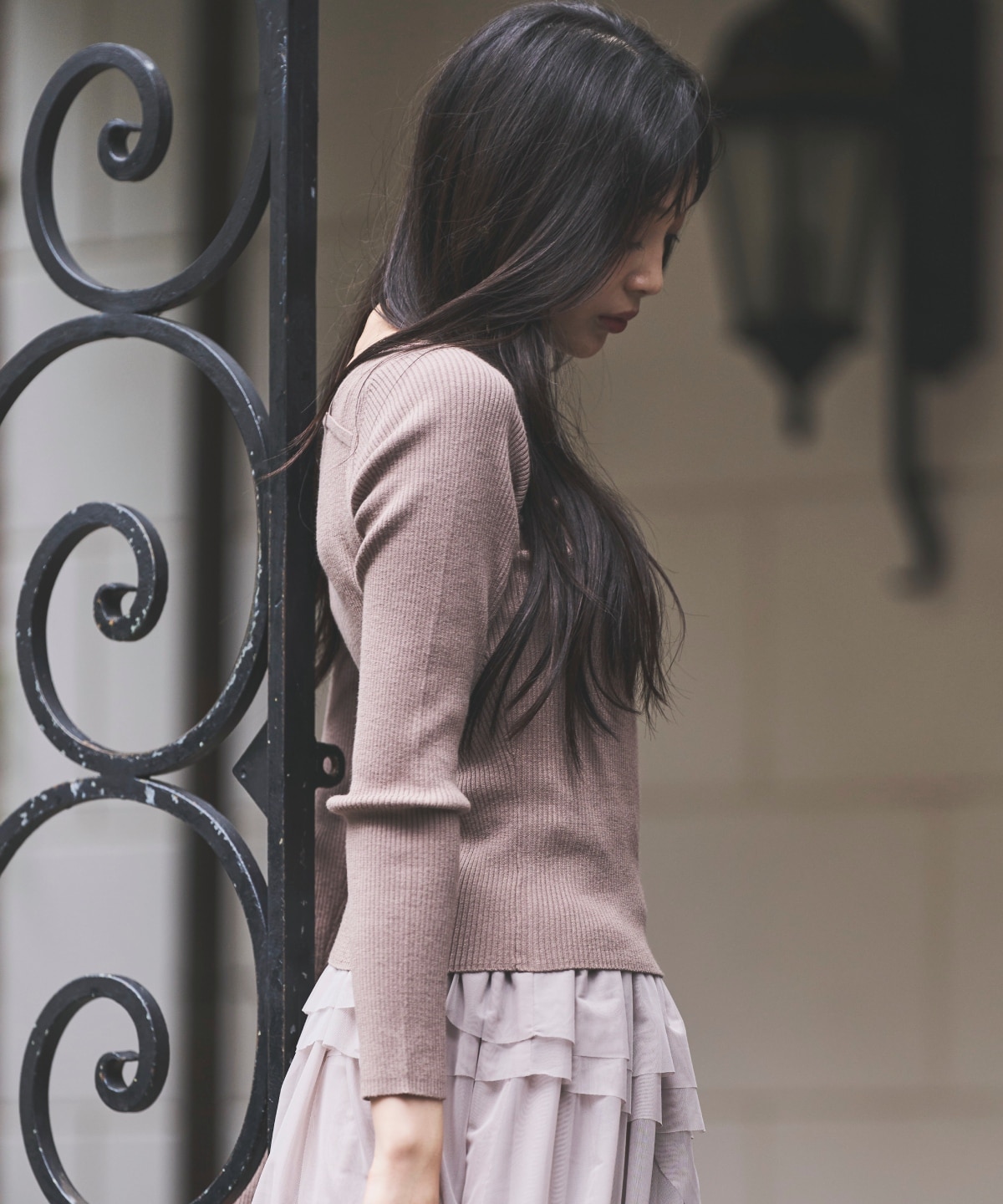 アシメＶネック長袖プルオーバー