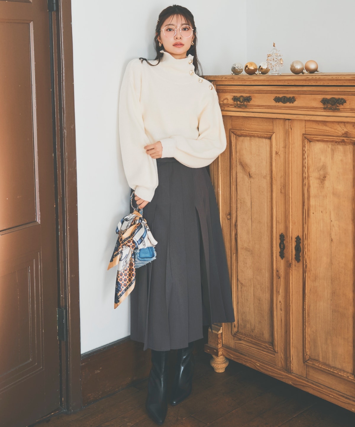 ショルダーボタンマルチウェイニットプルオーバー