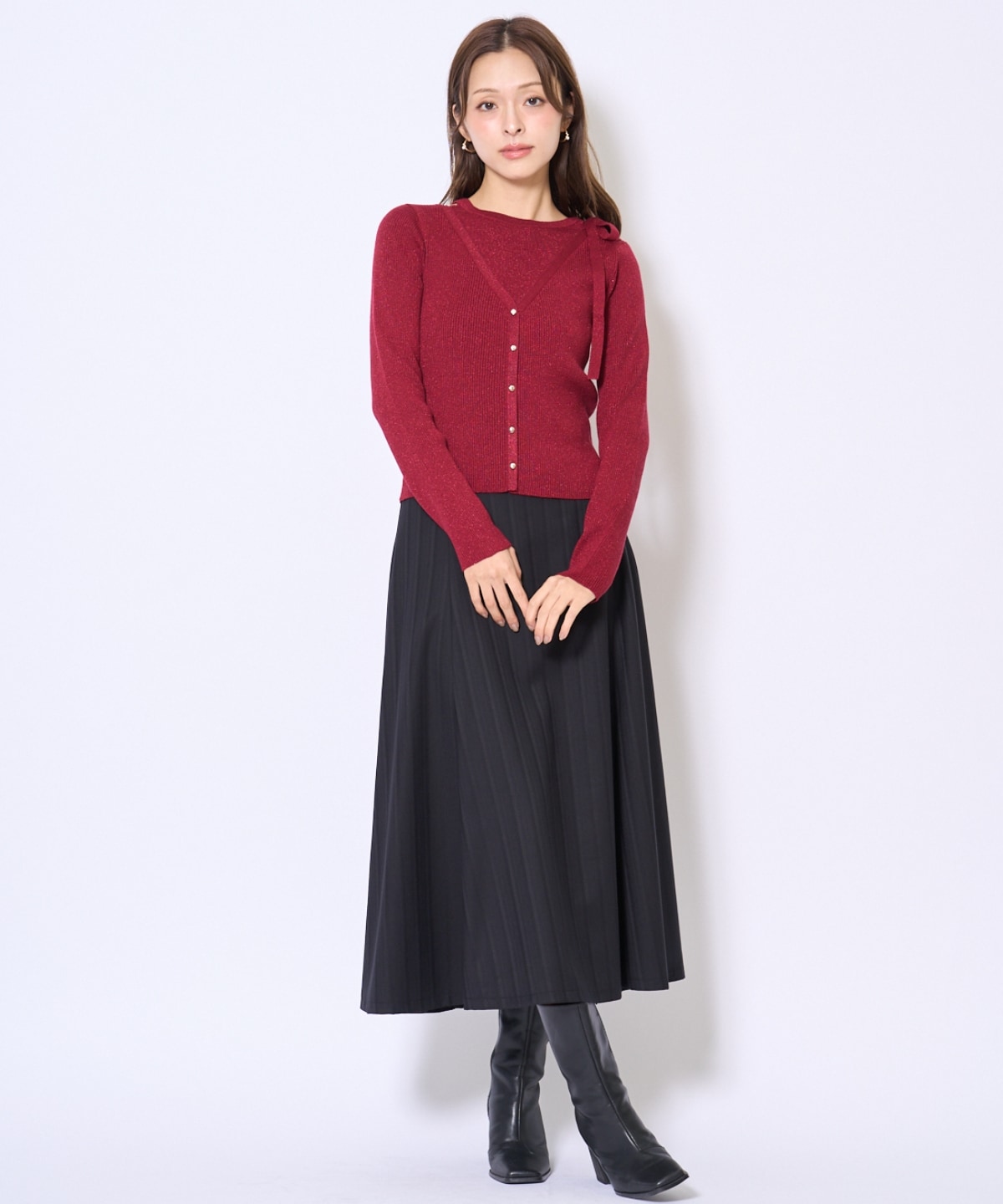 ホルタードッキングカーディガン風プルオーバー