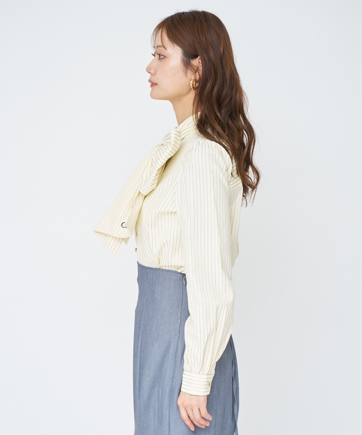 【先行予約受付中】バタフライリボンストライプブラウス