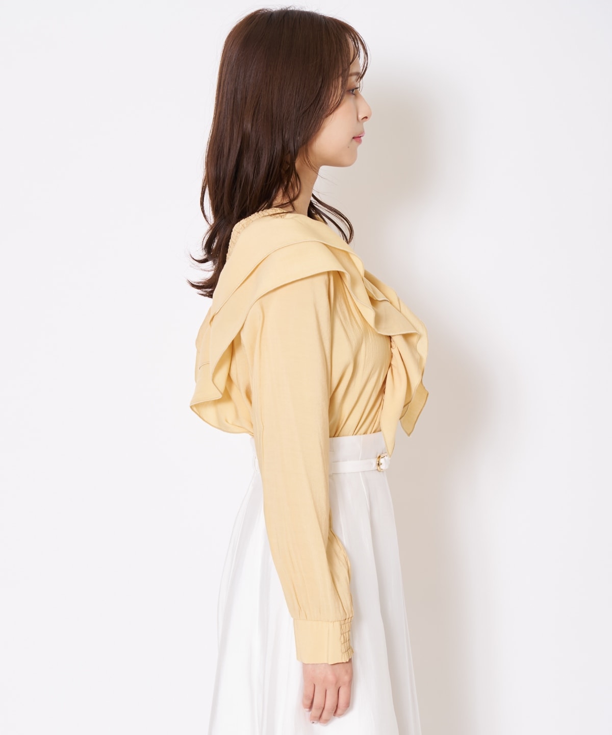 【先行予約受付中】シャーリングフリルブラウス